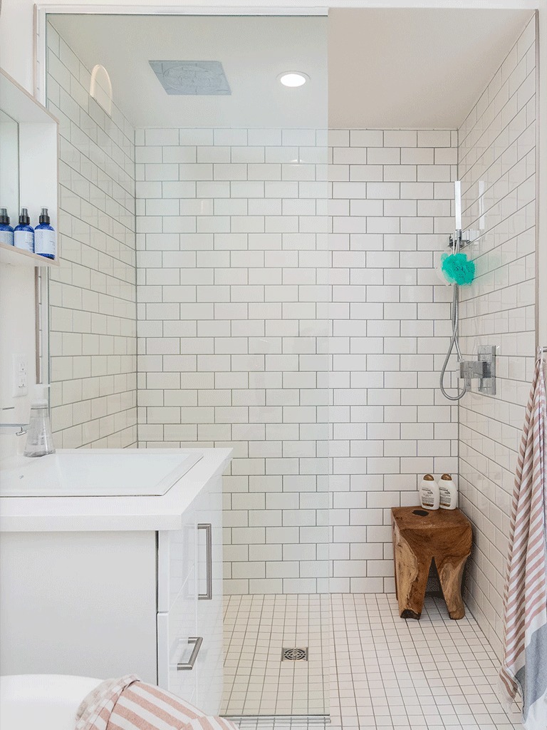 Subway tile custom glass shower.