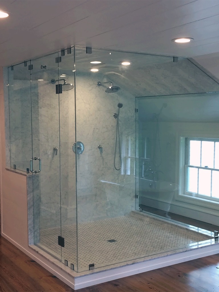 Custom Glass Shower in an upstairs bathroom.